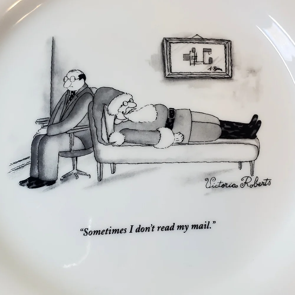 The New Yorker Restoration Hardware Santa Cartoon Plates
